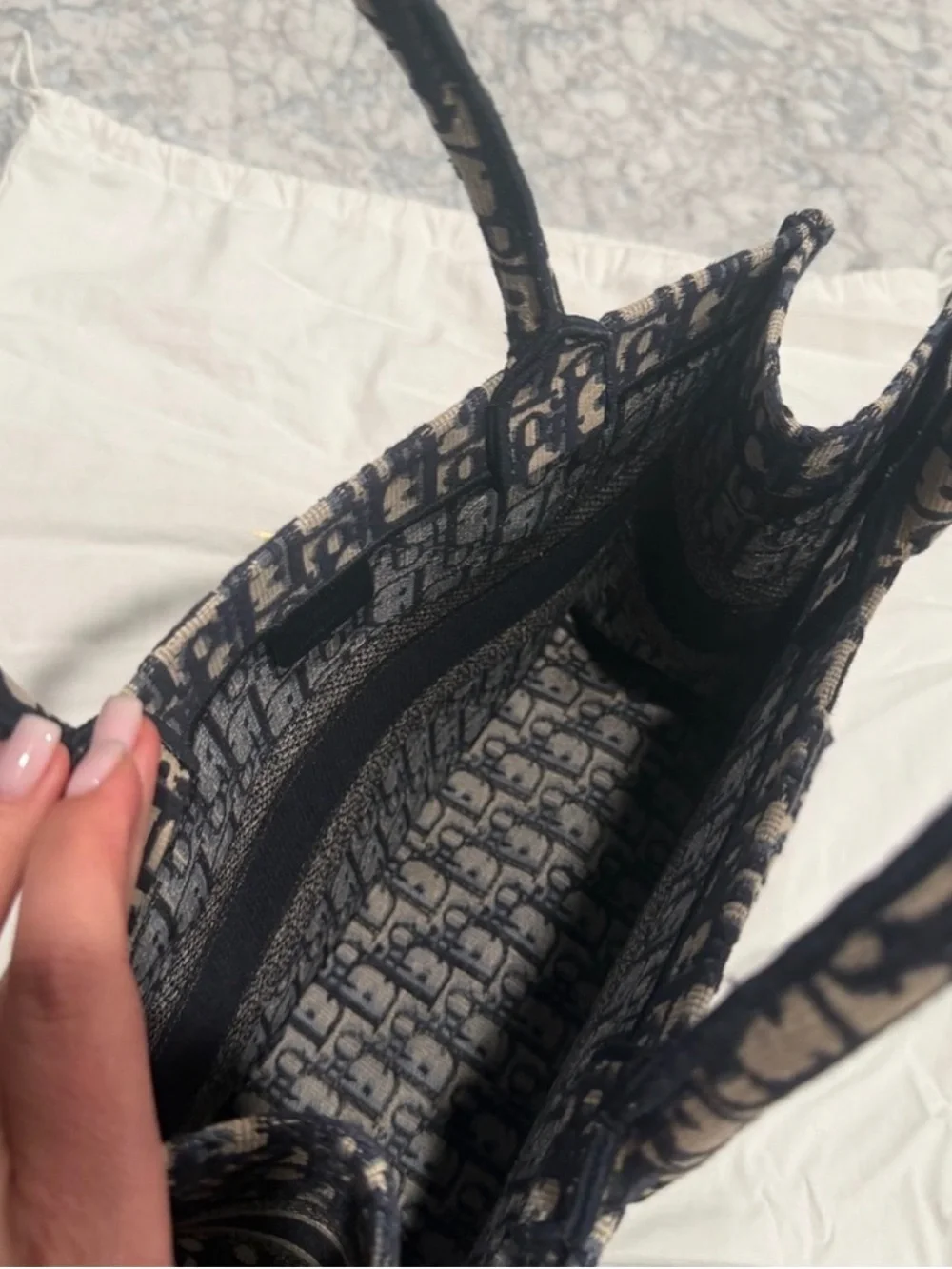Dior Beige & Navy Monogram Tote
